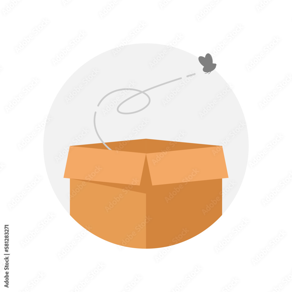 Poster empty box concept illustration flat design vector eps10. modern graphic element for landing page, em