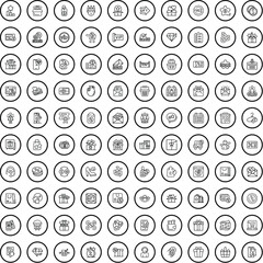 100 online shopping icons set. Outline illustration of 100 online shopping icons vector set isolated on white background