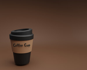 Black, white, background, Coffee Cup 3D illustration