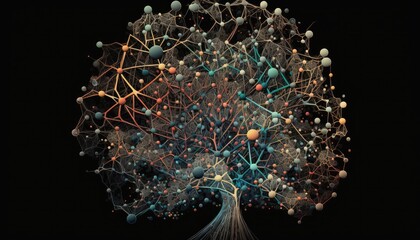 Data web forming an abstract tree. Technology background