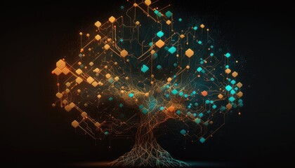 Data web forming into tree technology background