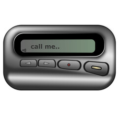 old vintage pager device message isolated on white