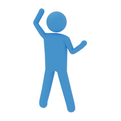  ピクトグラム青のポーズ3DCGイラスト