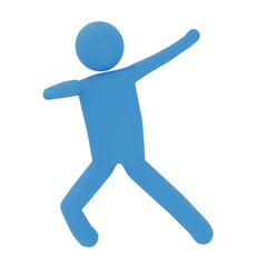  ピクトグラム青のポーズ3DCGイラスト