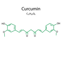 Curcumin formula. Organic food. Vector illustration.