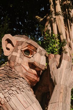 Big statue of trolls made out of wood in Pinecrest Gardens, Miami, Florida, United States of America by Alex Miranda.