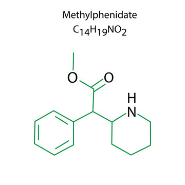 methilphenidate formula for medical design. Line drawing. Vector illustration.