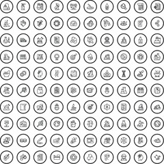 100 research icons set. Outline illustration of 100 research icons vector set isolated on white background