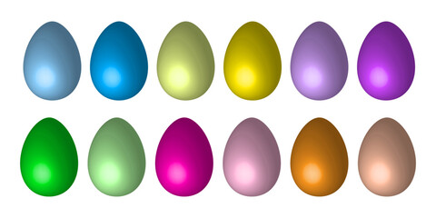 colorful shiny eggs. Spring decoration. Painted template. Vector illustration.
