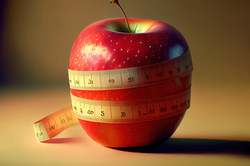apple and measurement tape. Generative Ai