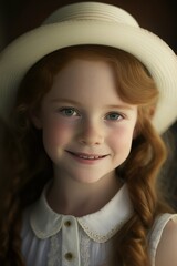 A Joyful Happy Beautiful Easter Display of Diversity: Caucasian White Kid Girl Sporting Easter Bonnet with Confidence and Smiles, Symbolizing Unity and Acceptance (generative AI)