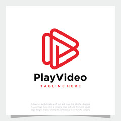 Logo for play videos, videos and logos for video companies forming the letter P 