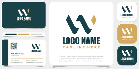 W Letter Logo Design Vector Illustration - Vector logotype with business card template.