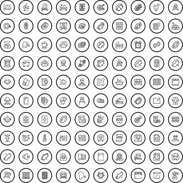 100 sleep icons set. Outline illustration of 100 sleep icons vector set isolated on white background