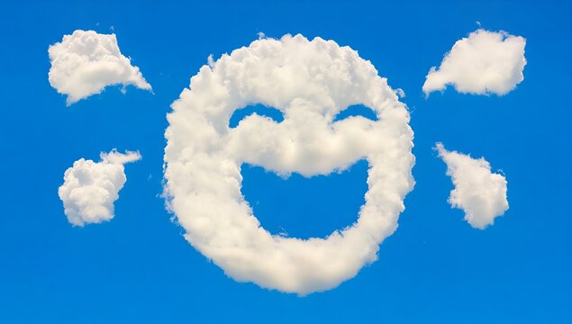 smiley cloud crying 3 realistic on blue sky illustration