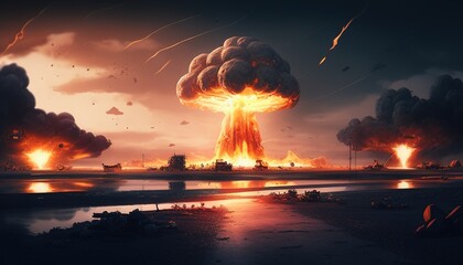 world war III apocalypse digital art illustration, Generative AI