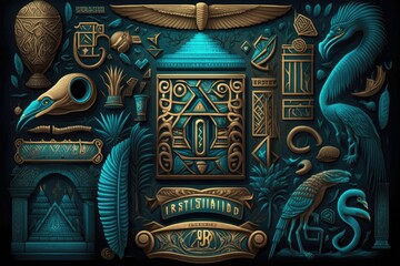 Fototapeta premium Hieroglyphic Wonders Background. Generative AI