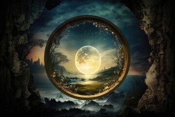 Mystical Moons Background. Generative AI