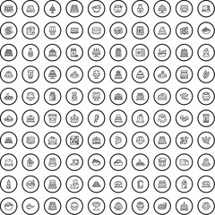 100 sweet icons set. Outline illustration of 100 sweet icons vector set isolated on white background