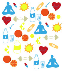Iconos del Día de la Salud con Colores 