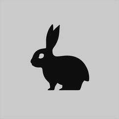Rabbit animal illustration logo, rabbit silhouette isolated on white background