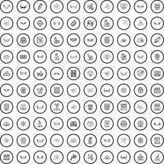 100 tattoo icons set. Outline illustration of 100 tattoo icons vector set isolated on white background
