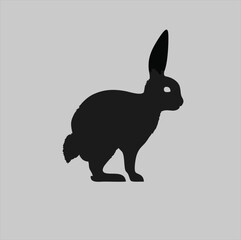 Rabbit animal illustration logo, rabbit silhouette isolated on white background