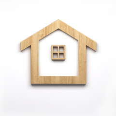 Fototapeta na wymiar Real Estate House in wood texture icon Logo. 3D rendering illustration