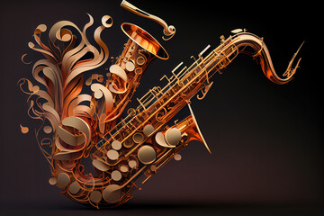 Obraz na płótnie Canvas jazz word made of trumpet vintage print. Generative Ai