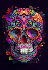 Skull candy illustration. Generative AI.