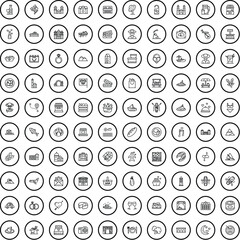 100 tourism icons set. Outline illustration of 100 tourism icons vector set isolated on white background