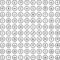 100 travel icons set. Outline illustration of 100 travel icons vector set isolated on white background