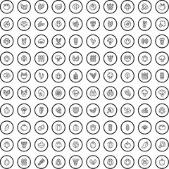 100 vegetable icons set. Outline illustration of 100 vegetable icons vector set isolated on white background