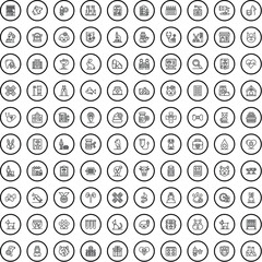100 veterinary icons set. Outline illustration of 100 veterinary icons vector set isolated on white background
