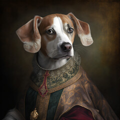 Victorian beagle dog portrait Generative Ai