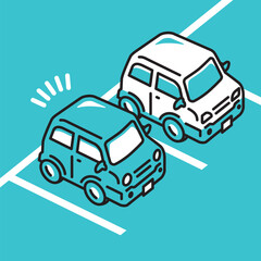 スマートキーに反応するパーキングエリアに駐車している軽自動車