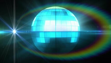 Animation of spinning disco ball over light spots - Powered by Adobe