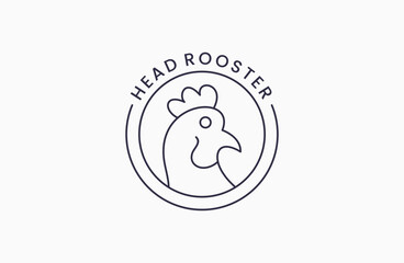 Head rooster logo vintage retro vector circle icon illustration .
