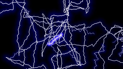 Blue strand lightning strike background. 2D layout illustration