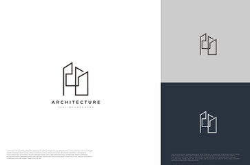 Architecture building construction modern line art design. Logo template vector illustration