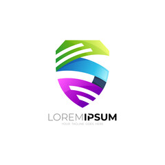S logo and shield design vector, security logos,