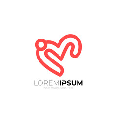 Line logo with heart icon, Charity and support vector concept, orphans in heart icon, love and happy life vector illustration.