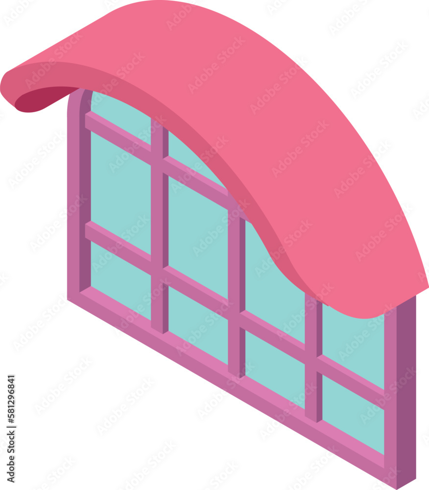 Poster panoramic window icon isometric vector. external panoramic window with canopy. exterior, constructio