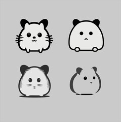 Cute round hamster head vector isolated icon illustration.