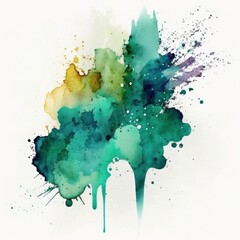 Digital Illustration of Abstract Watercolor Paint Background, Chaotic Explosion of Colors, for Backgrounds, as a Graphic Resource or Embellishment. Made in part with generative ai.

