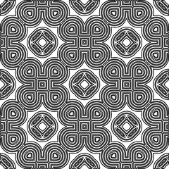 Stylish texture with figures from lines.Abstract geometric black and white pattern for web page, textures, card, poster, fabric, textile. Monochrome graphic repeating design. 