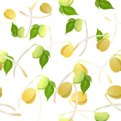 seamless digital art illustration Bean sprouts used for background texture, wrapping paper, textile greeting card template or wallpaper design