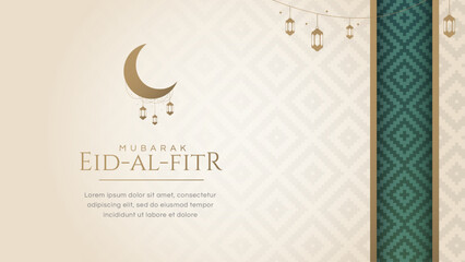Ramadan Kareem Eid Mubarak Greeting Card Background Design Template with Place for Text - obrazy, fototapety, plakaty