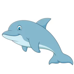 Badezimmer Foto Rückwand Cartoon illustration of cute dolphin jumping © PitubeART