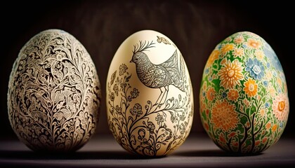 Beautiful Colorful Artistic Designer Easter eggs Hand Drawn by Kid for Desktop Background or Digital Device, Holiday Celebration of Happiness, Joy, Cheerfulness generative AI